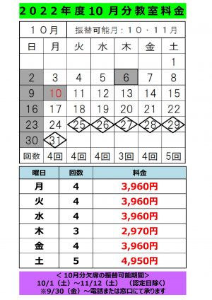 月謝一覧（2022)のサムネイル