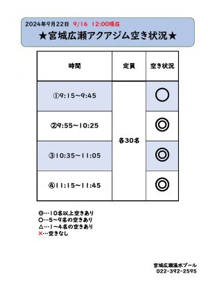 アクアジム　空き状況お知らせのサムネイル